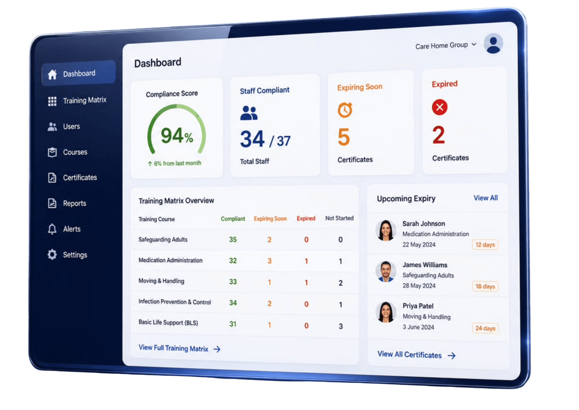 ProCare Hub dashboard mockup